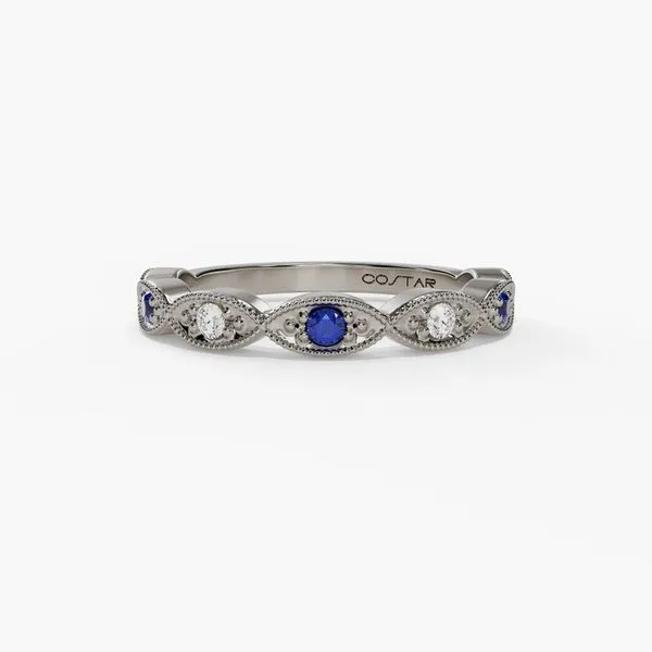 14K White Gold Alternating Marquise Milgrain Band Moore Jewelers Laredo, TX