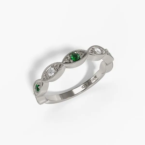 14K White Gold Alternating Marquise Milgrain Band Image 2 Moore Jewelers Laredo, TX