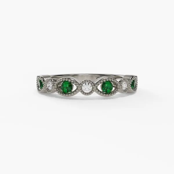 14K White Gold Alternating Marquise Milgrain Band Image 2 Moore Jewelers Laredo, TX