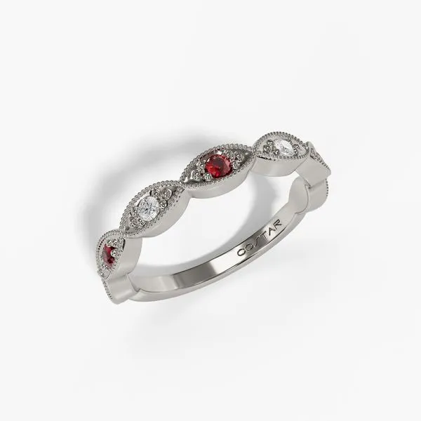 14K White Gold Alternating Marquise Milgrain Band Image 2 Moore Jewelers Laredo, TX