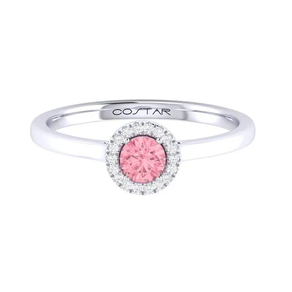 10K White Gold Halo Birthstone Ring Image 2 Moore Jewelers Laredo, TX