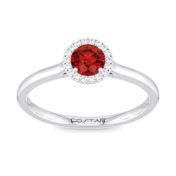 10K White Gold Halo Birthstone Ring Moore Jewelers Laredo, TX