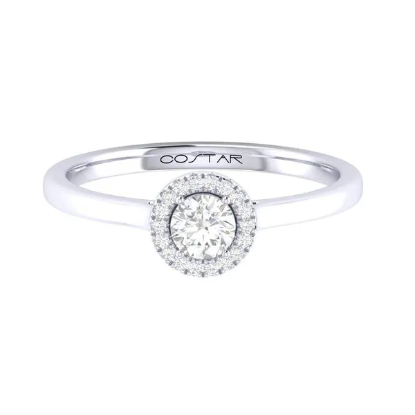 10K White Gold Halo Birthstone Ring Image 2 Moore Jewelers Laredo, TX