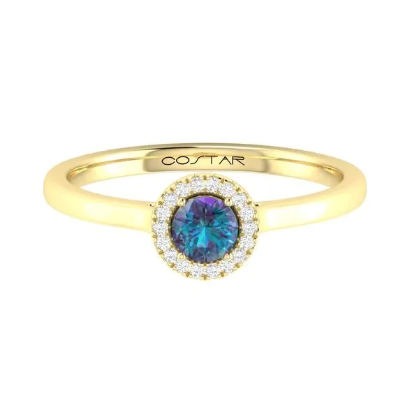 10K Yellow Gold Halo Birthstone Ring Image 2 Moore Jewelers Laredo, TX