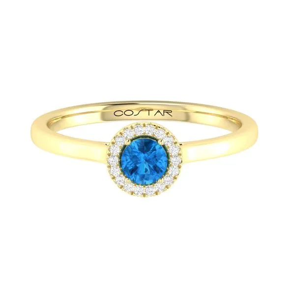 10K Yellow Gold Halo Birthstone Ring Image 2 Moore Jewelers Laredo, TX