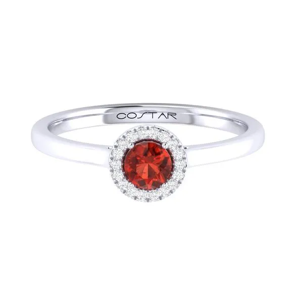 10K White Gold Halo Birthstone Ring Image 2 Moore Jewelers Laredo, TX