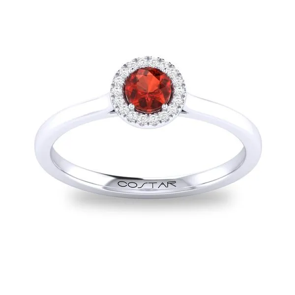 10K White Gold Halo Birthstone Ring Moore Jewelers Laredo, TX