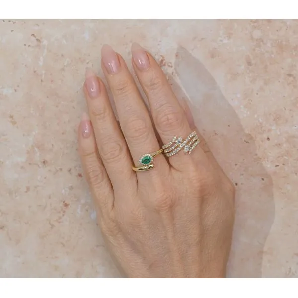 14K Yellow Gold Bypass Green Emerald Fashion Ring Image 2 Moore Jewelers Laredo, TX