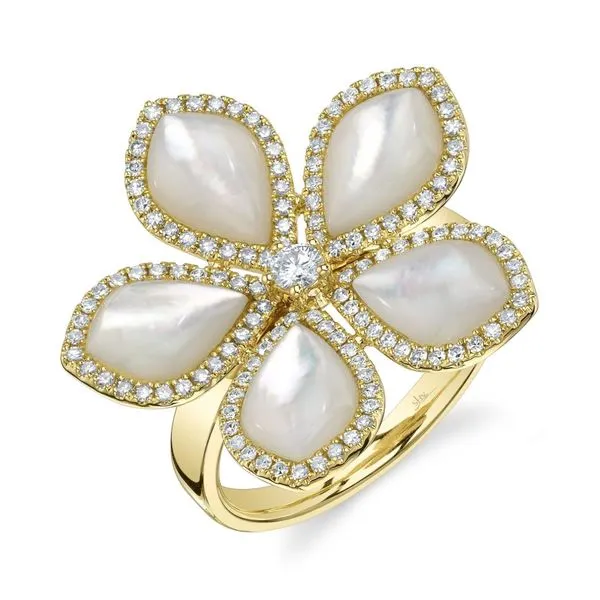14K Yellow Gold Mother of Pearl Flower Fashion Ring Moore Jewelers Laredo, TX