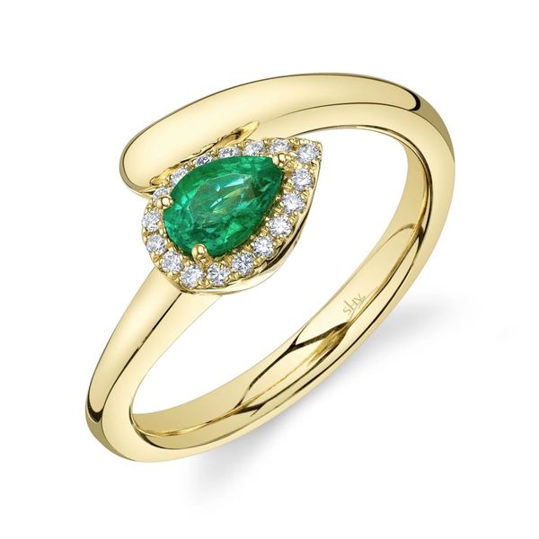14K Yellow Gold Bypass Green Emerald Fashion Ring Moore Jewelers Laredo, TX
