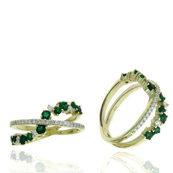14K White Gold Crossover Emerald Fashion Ring Moore Jewelers Laredo, TX