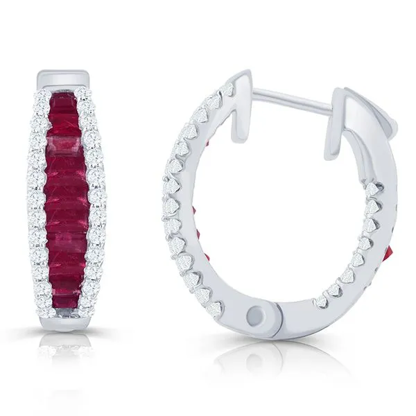 14K White Ruby Huggie Earrings Moore Jewelers Laredo, TX
