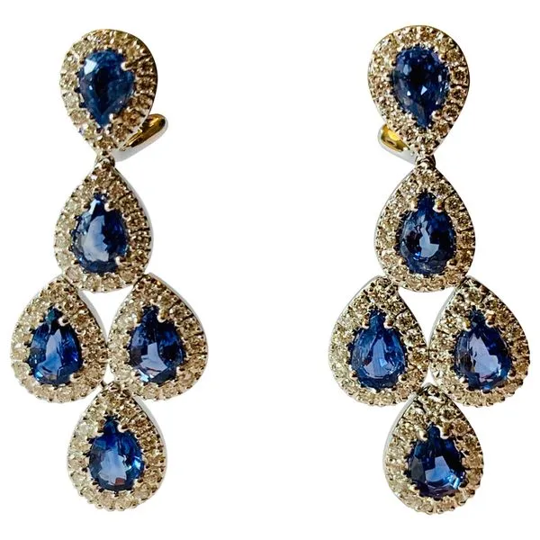 14K White Gold Dangle Sapphire Earrings Moore Jewelers Laredo, TX