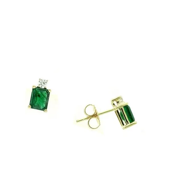 14K Yellow Gold Emerald Stud Earrings Moore Jewelers Laredo, TX