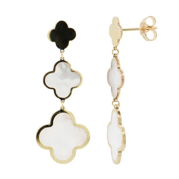 14K Yellow Gold Clover Dangle Earrings Moore Jewelers Laredo, TX