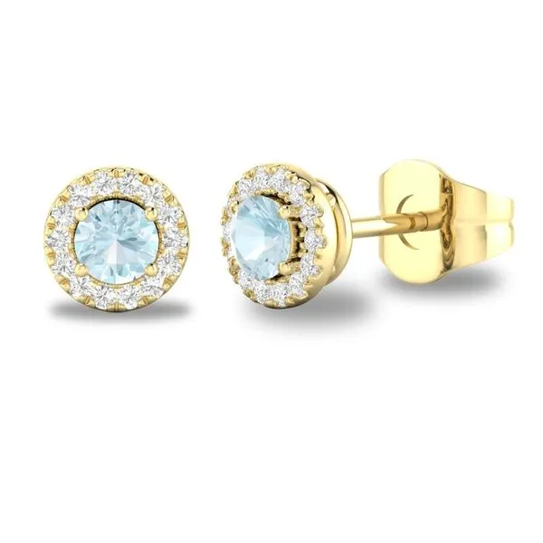 10K Yellow Gold Halo Birthstone Earrings Moore Jewelers Laredo, TX