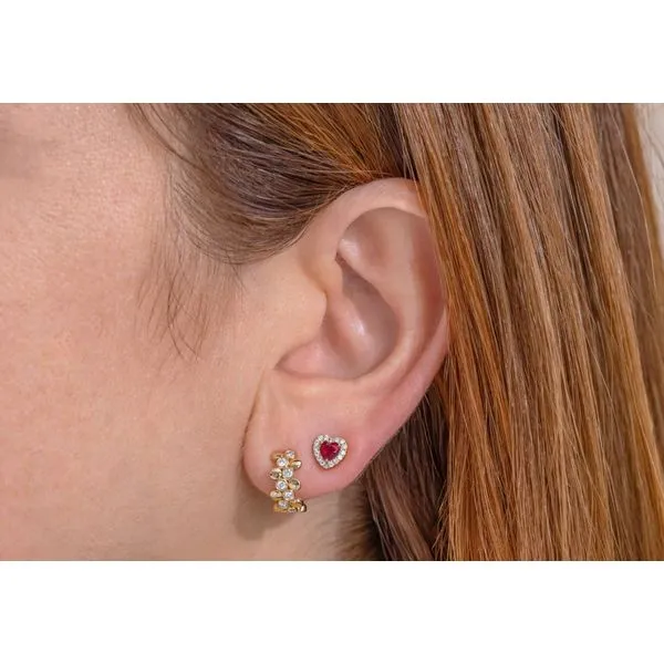 14K Yellow Gold Ruby Heart Earrings Image 3 Moore Jewelers Laredo, TX