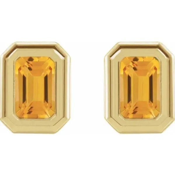 10K Yellow Gold Bezel Birthstone Earrings Moore Jewelers Laredo, TX