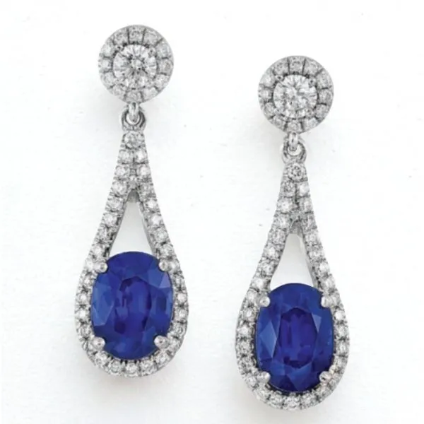 14K White Gold Drop Sapphire Earrings Moore Jewelers Laredo, TX