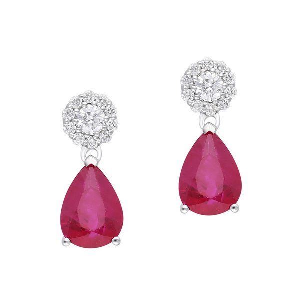 14K White Gold Ruby Drop Earrings Moore Jewelers Laredo, TX