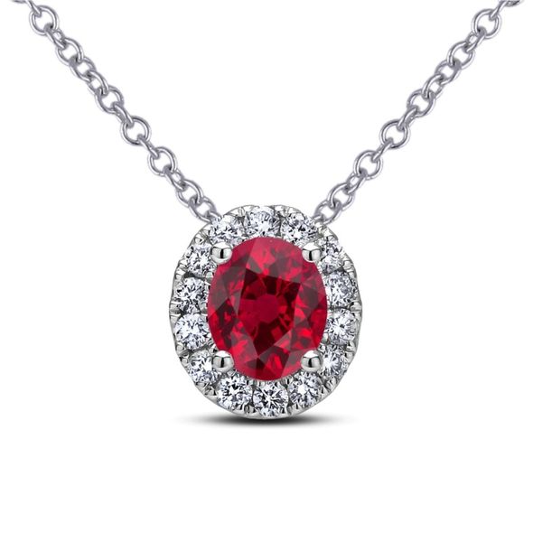 Lady's White 14 Karat Gold Ruby And Diamond Necklace Moore Jewelers Laredo, TX
