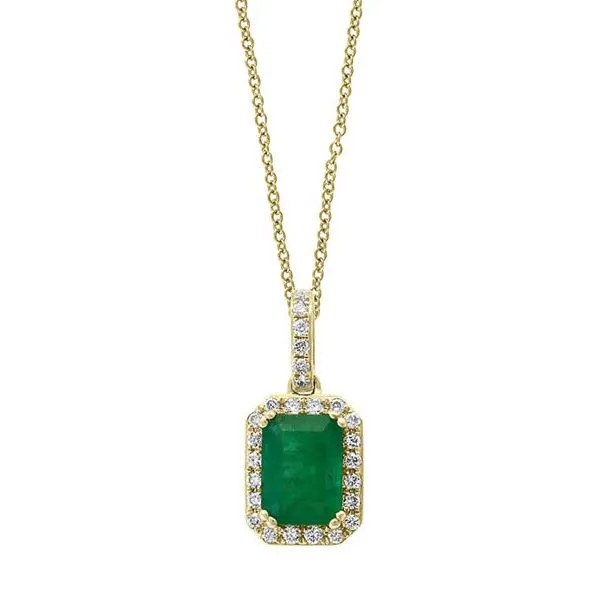 14K Yellow Gold Halo Emerald Pendant Moore Jewelers Laredo, TX