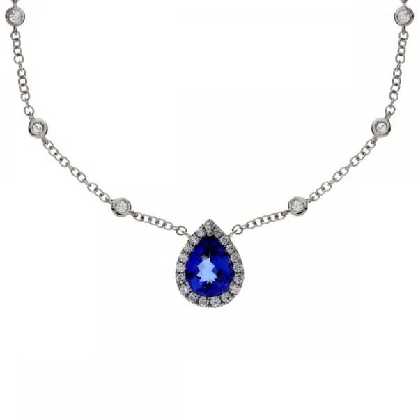 14K White Gold Halo Tanzinite Pendant Moore Jewelers Laredo, TX