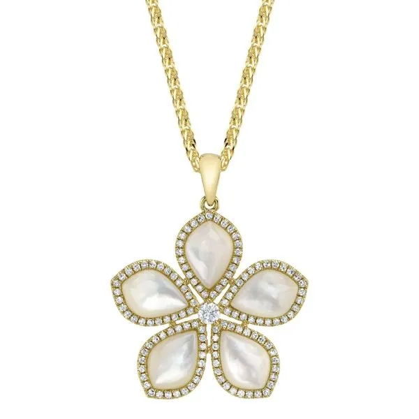 14K Yellow Gold Mother of Pearl Flower Pendant Moore Jewelers Laredo, TX