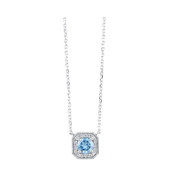 10K White Gold Halo Blue Topaz Necklace Moore Jewelers Laredo, TX