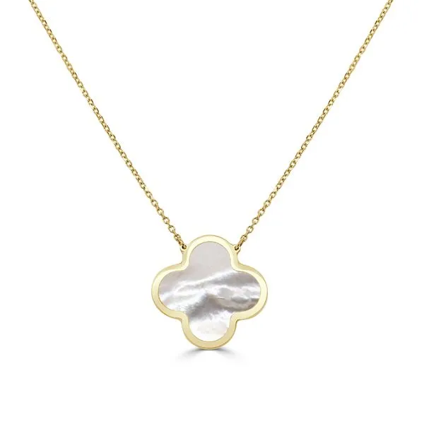 14K Yellow Gold Mother of Pearl Clover Necklace Moore Jewelers Laredo, TX