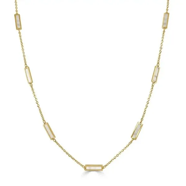 14K Yellow Gold Mother of Pearl Bar Necklace Moore Jewelers Laredo, TX