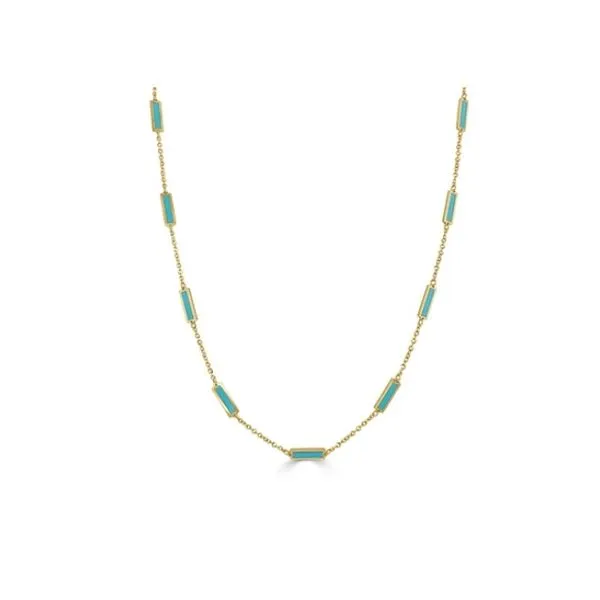 114K Yellow Gold Turquoise Bar Necklace Moore Jewelers Laredo, TX