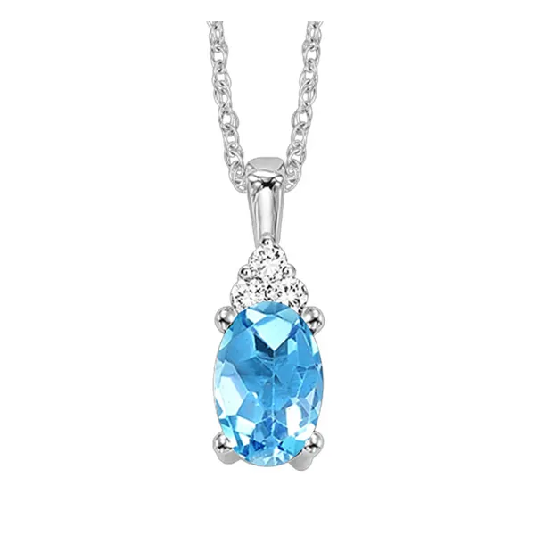 10K White Gold Blue Topaz and Diamond Necklace Moore Jewelers Laredo, TX