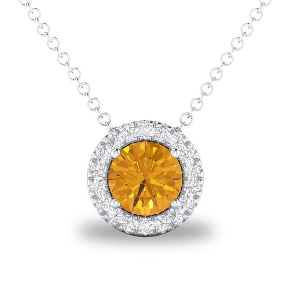 10K White Gold Halo Birthstone Necklace Moore Jewelers Laredo, TX