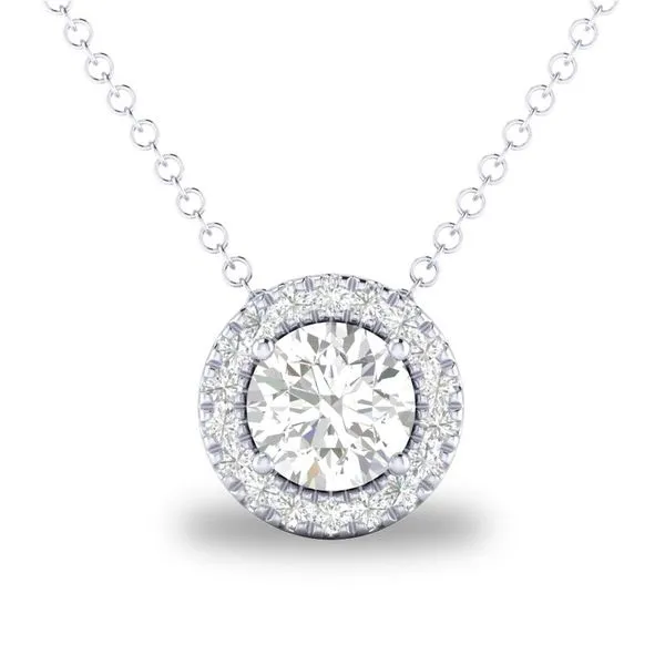10K White Gold Halo Birthstone Necklace Moore Jewelers Laredo, TX