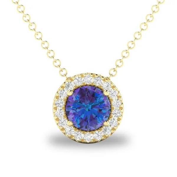 10K Yellow Gold Halo Birthstone Necklace Moore Jewelers Laredo, TX