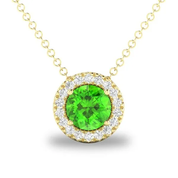 10K Yellow Gold Halo Birthstone Necklace Moore Jewelers Laredo, TX