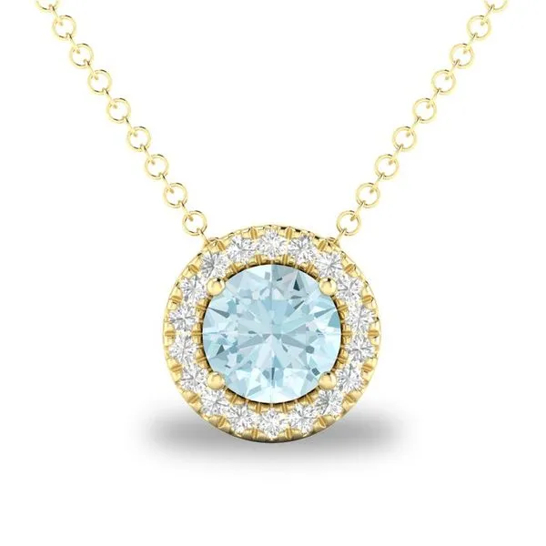 10K Yellow Gold Halo Birthstone Necklace Moore Jewelers Laredo, TX