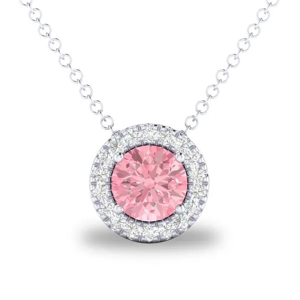 10K White Gold Halo Birthstone Necklace Moore Jewelers Laredo, TX