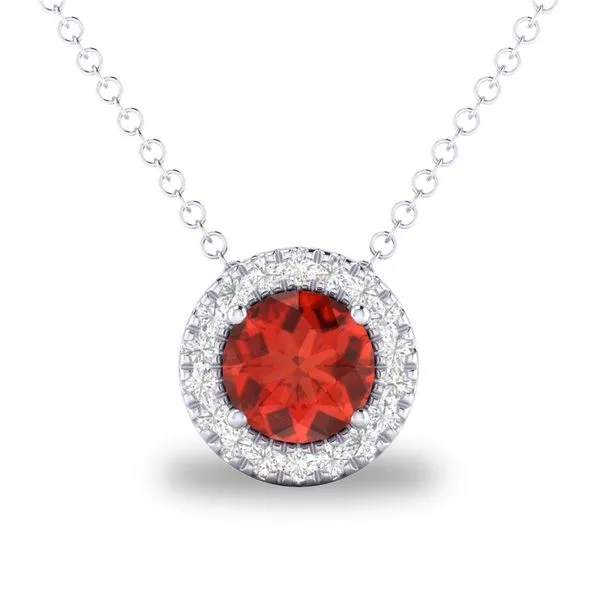 10K White Gold Halo Birthstone Necklace Moore Jewelers Laredo, TX