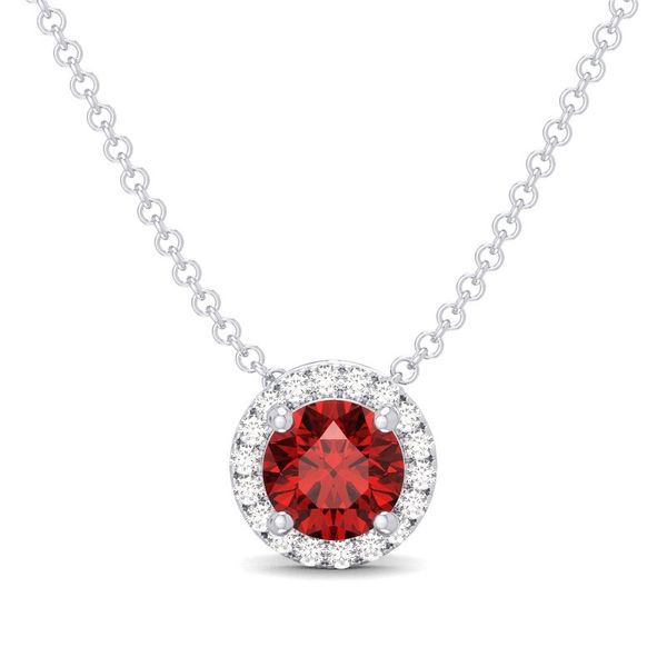 10K White Gold Halo Birthstone Necklace Moore Jewelers Laredo, TX