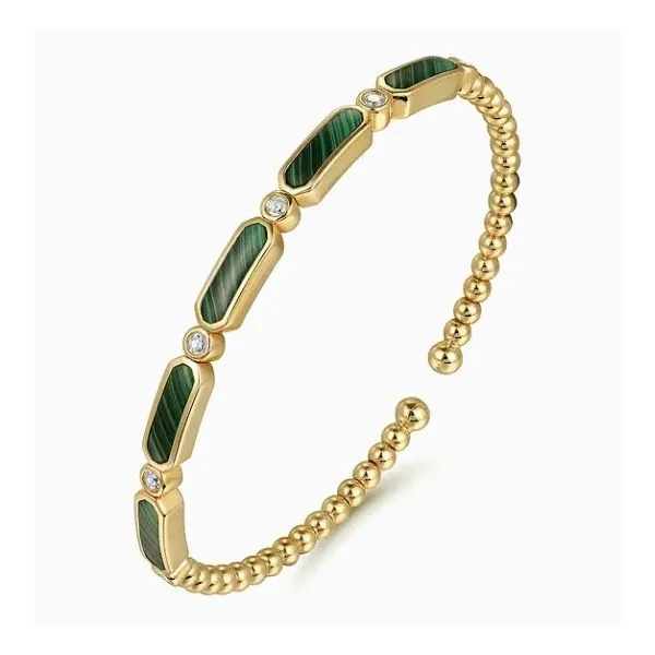 14K Yellow Gold Malachite Bujukan Cuff Bracelet Image 2 Moore Jewelers Laredo, TX