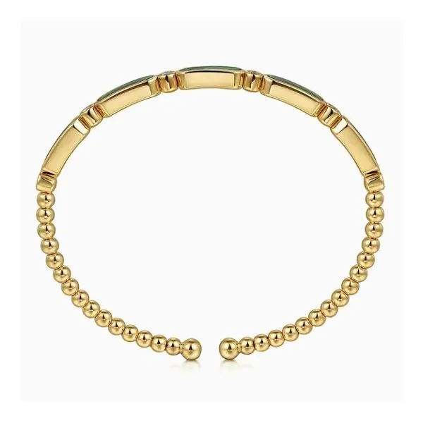 14K Yellow Gold Malachite Bujukan Cuff Bracelet Image 3 Moore Jewelers Laredo, TX