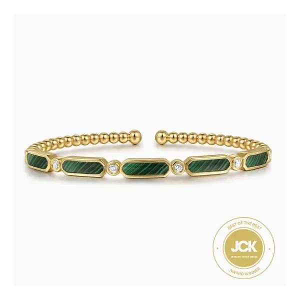 14K Yellow Gold Malachite Bujukan Cuff Bracelet Moore Jewelers Laredo, TX