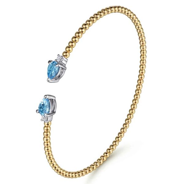 Two Tone 14K Yellow & White Gold Bujukan Open Cuff Bracelet Image 2 Moore Jewelers Laredo, TX