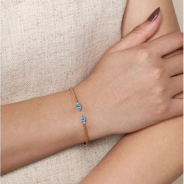 Two Tone 14K Yellow & White Gold Bujukan Open Cuff Bracelet Image 3 Moore Jewelers Laredo, TX