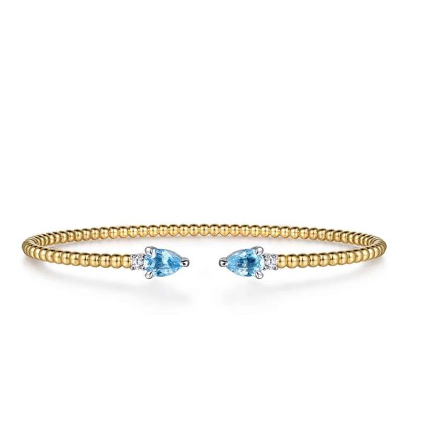 Two Tone 14K Yellow & White Gold Bujukan Open Cuff Bracelet Moore Jewelers Laredo, TX