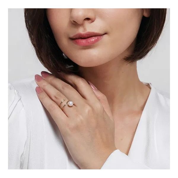 14K Gold Pearl Diamond Ring Image 3 Moore Jewelers Laredo, TX