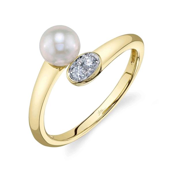 14K Yellow Gold Bypass Pearl & Diamond Ring Moore Jewelers Laredo, TX