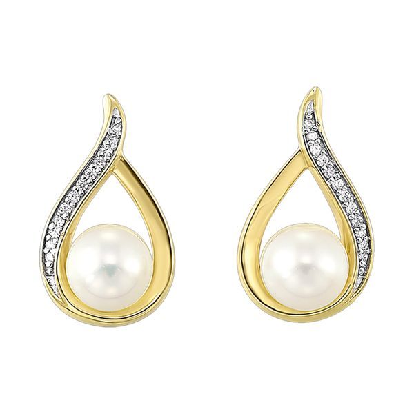 14K Yellow Gold Pearl Earrings Moore Jewelers Laredo, TX